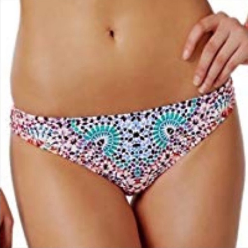 NWT BarIII Atltas Mosaic Teal Coral Bikini Bottom